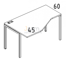 Мебель для персонала Стол эргономичный левый "Техно"на металлокаркасе DUE Б2 053 БП