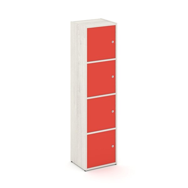Стеллаж Locker Plus LK.K-004 408x350x1593 (Дуб Наварра | Красный)