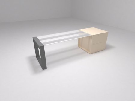 Стол приставной к тумбе, столешница стекло Brix BR.00.26 2000x750x800 (СтеклоСерый)