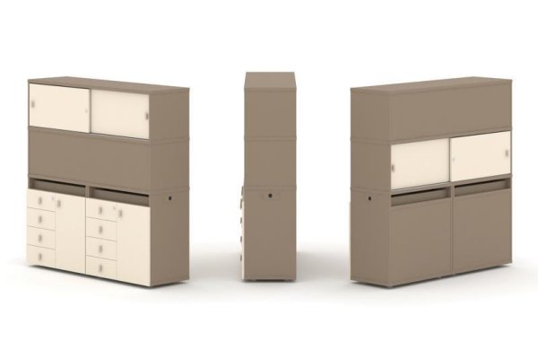 Тумба двойная + высокая надставка ES.NB.2V-6 (1500х410х1520) (Латте/Сатин)
