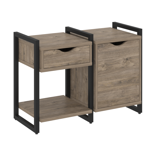 Тумба на регулируемых опорах наборная VR.L-TN-3.O 970x460x719 (Тиквуд Темный/Черный металл)